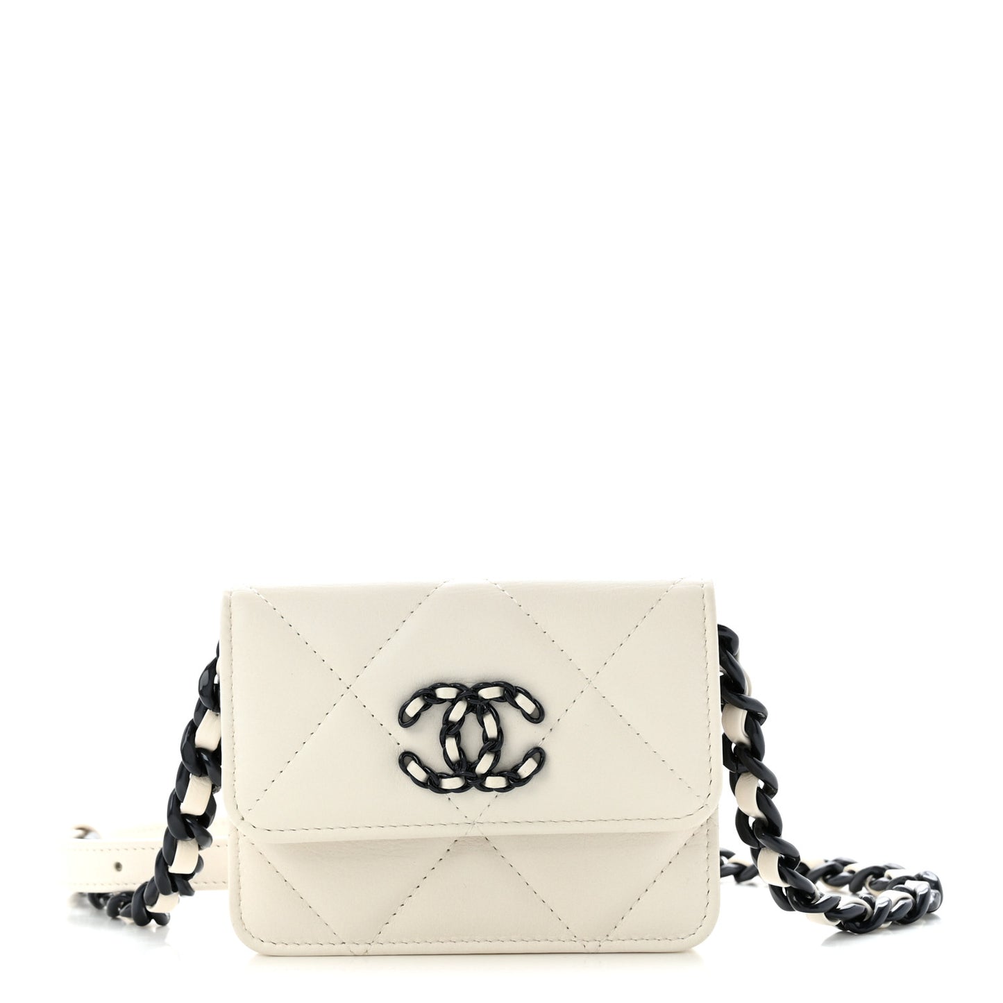Caviar Quilted My Everything Belt Flap Card Holder White