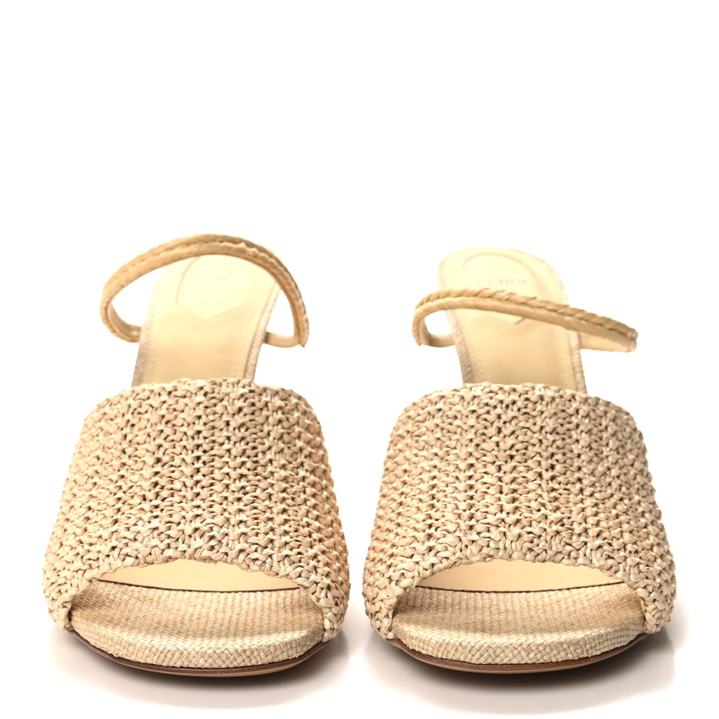 Raffia Intreccio Fendi First 95mm Slide Sandals 41 Paglia