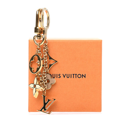 Louis Vuitton Brass Enamel Fleur De Monogram Bag Charm Chain Gold 4 of 4