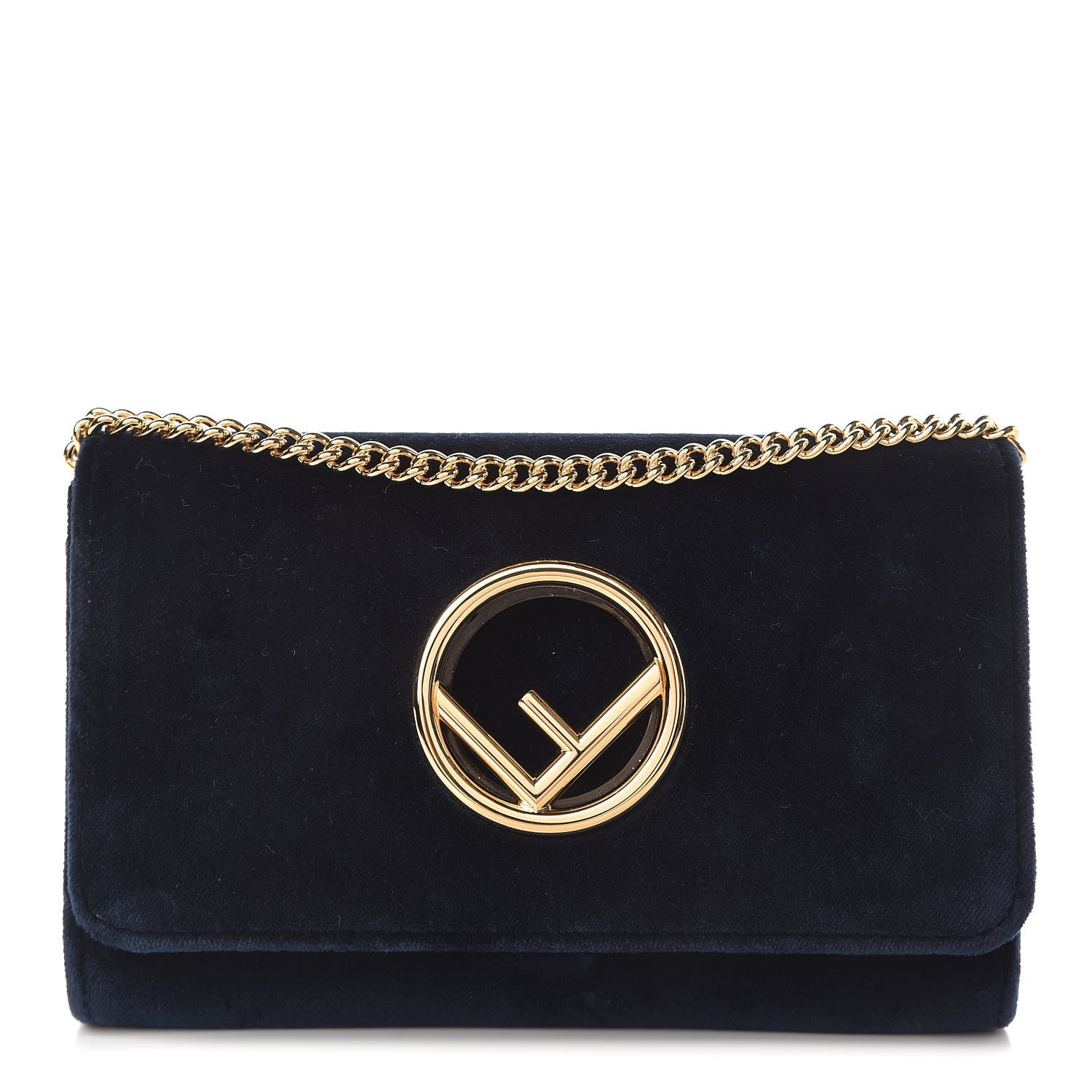 Fendi Velvet F is Wallet on Chain Blue 1 of 10