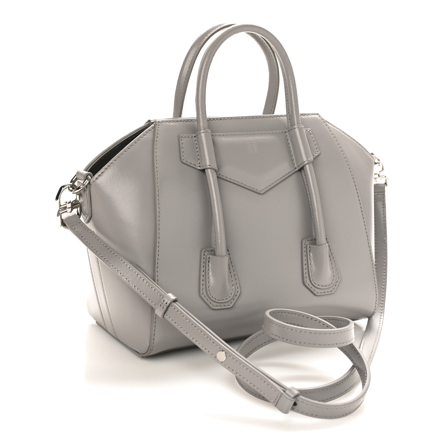 Box Calfskin Mini Lock Antigona Shoulder Bag Cloud Grey