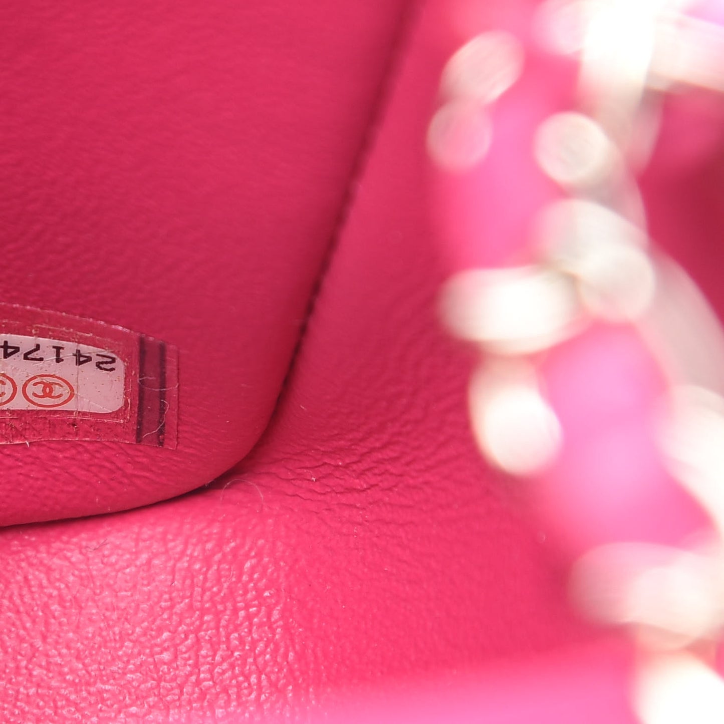Lambskin Chevron Quilted Mini Square Flap Fuchsia