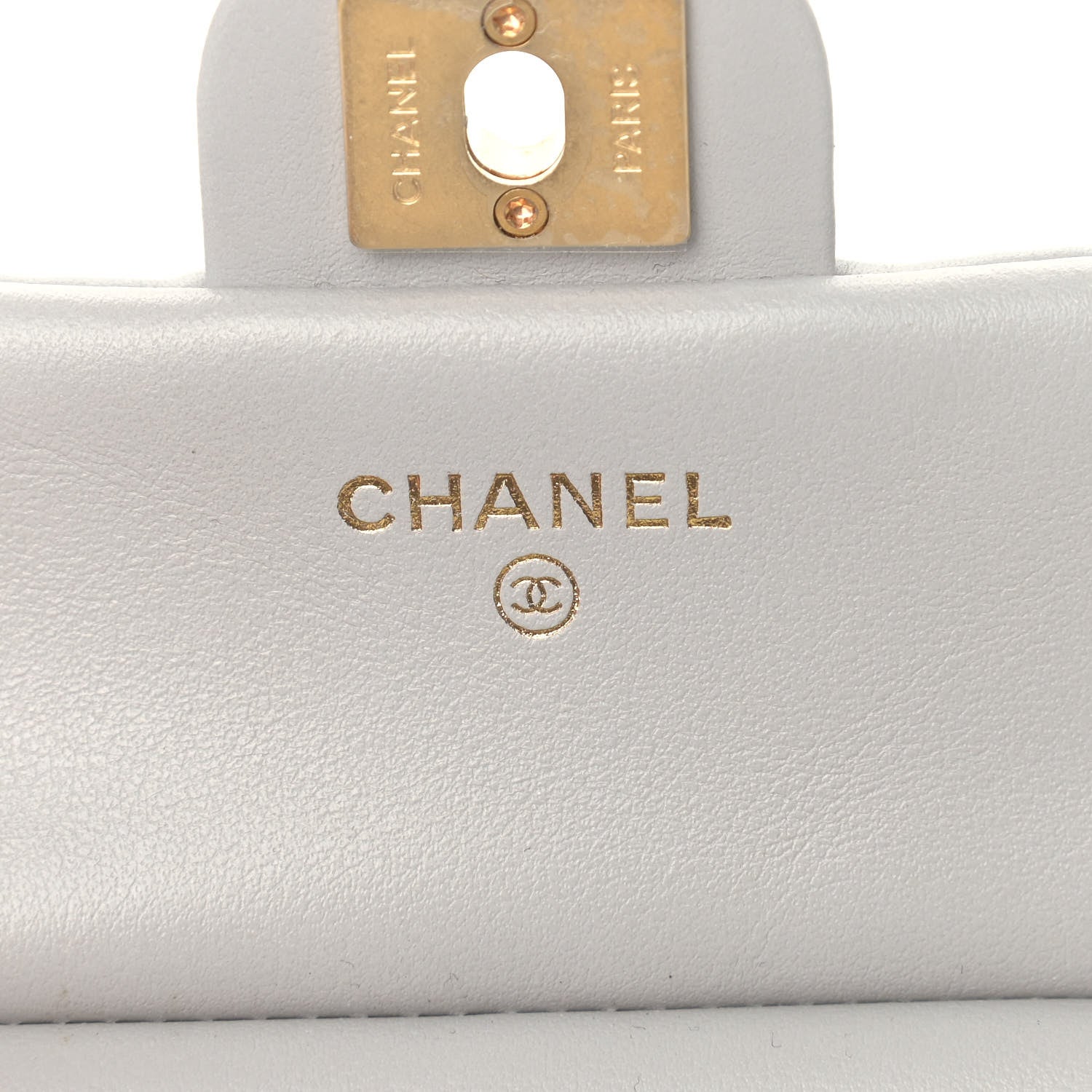 Chanel Calfskin Quilted Lady Handle Flap Card Holder With Chain Grey 6 of 12