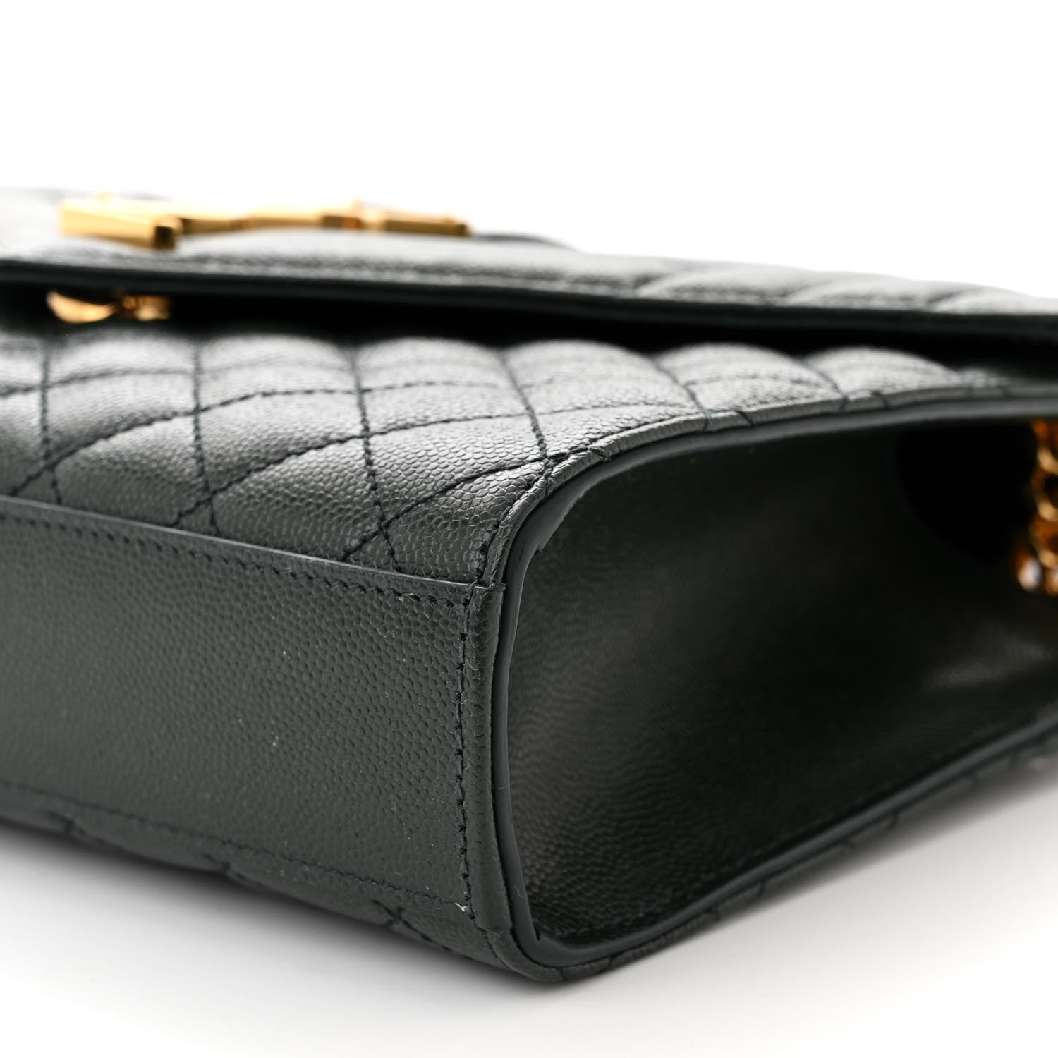 Saint Laurent Grain De Poudre Textured Mixed Matelasse Medium Triquilt Monogram Satchel Vert Fonce 11 of 11
