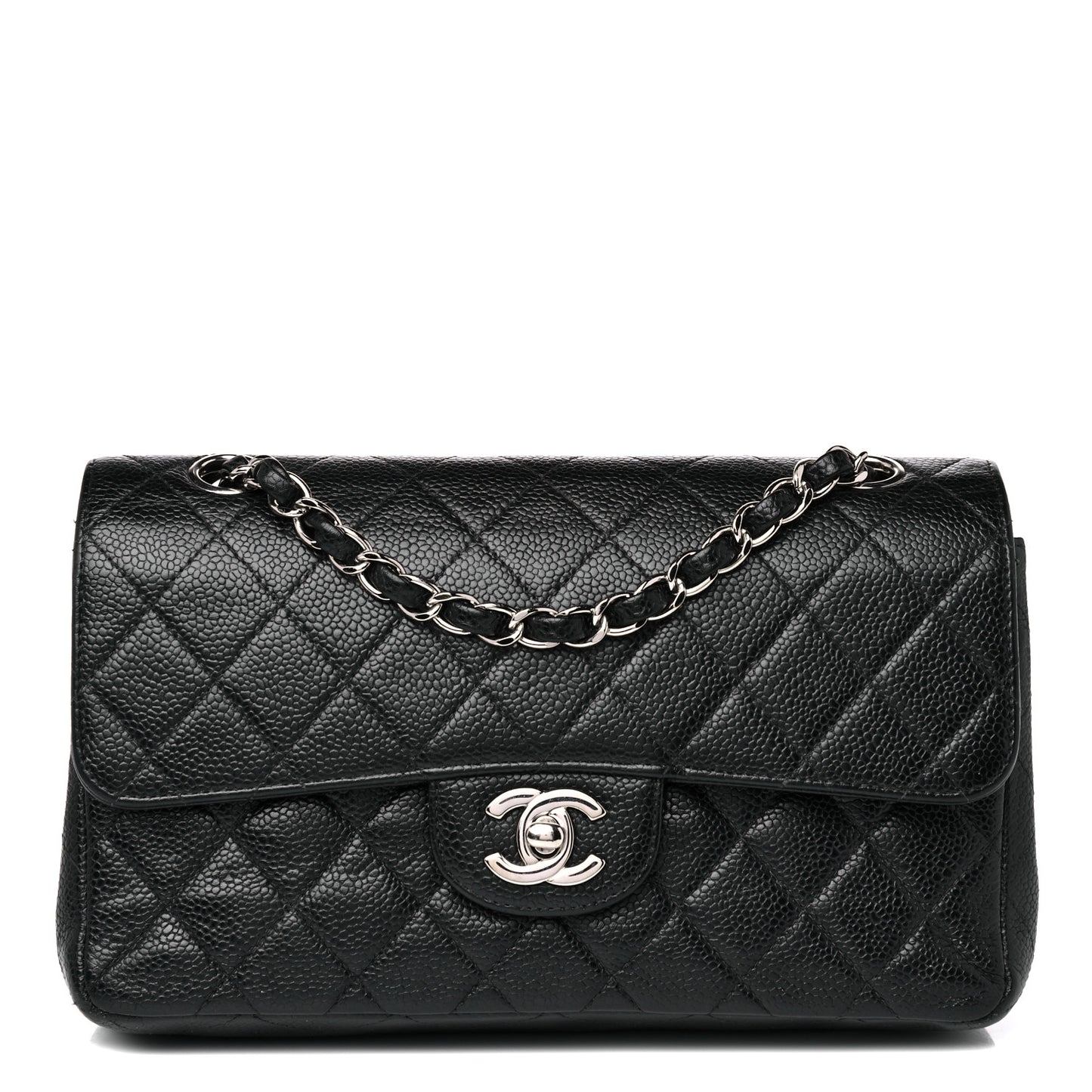 Caviar Quilted Small Double Flap Black