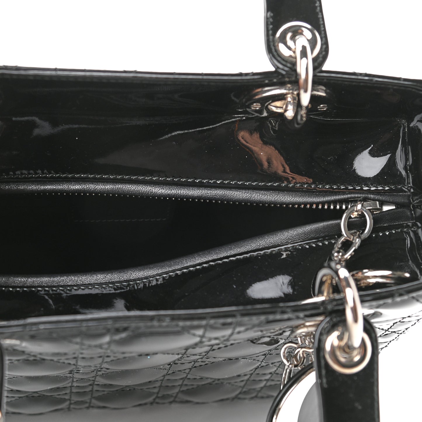 Patent Cannage Medium Lady Dior Black