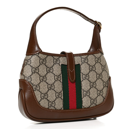 Gucci GG Supreme Monogram Azalea Calfskin Web Mini Jackie 1961 Hobo Beige Ebony Brown Sugar 3 of 13