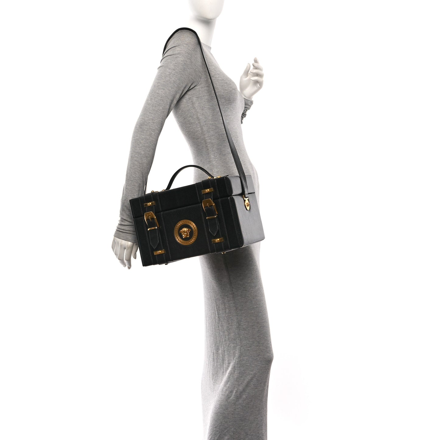 Calfskin Medusa Vanity Train Case Black