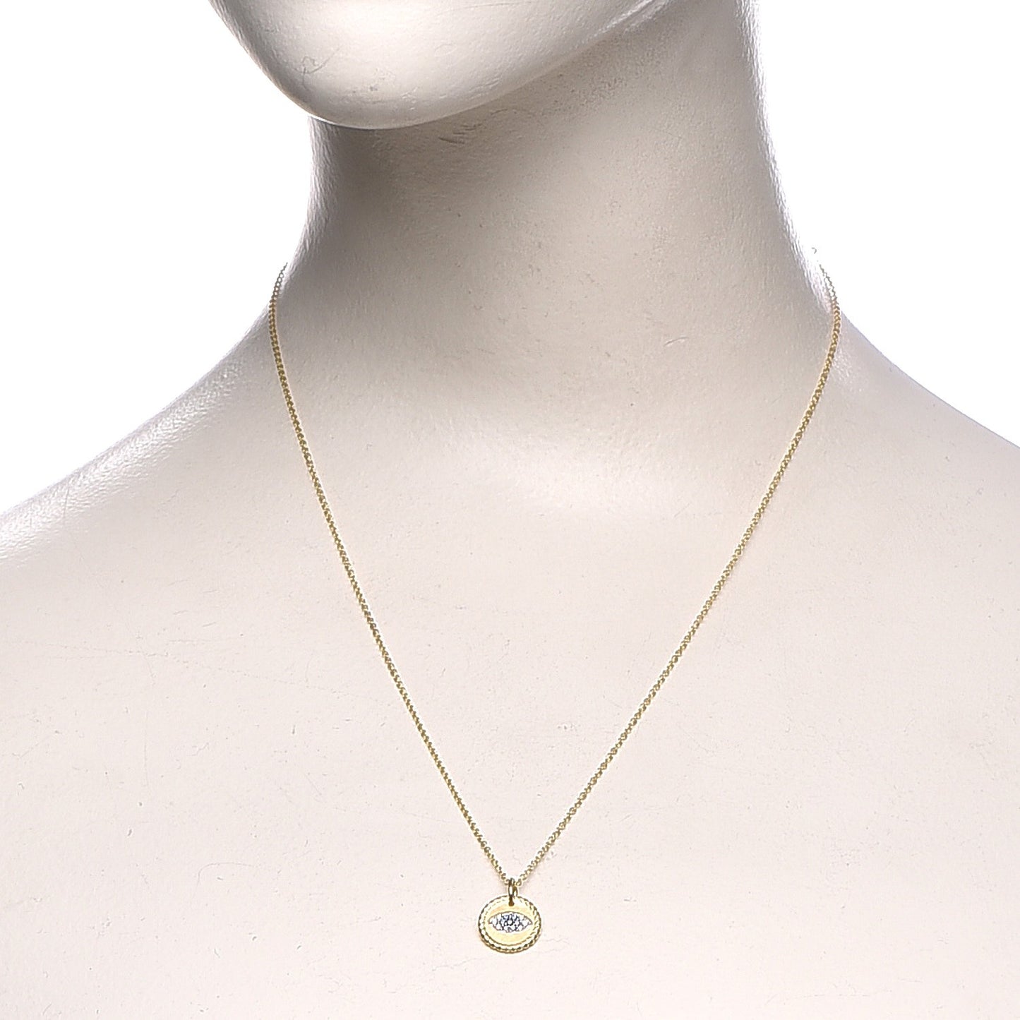 18K Yellow Gold Blue Sapphire Diamond Evil Eye Necklace