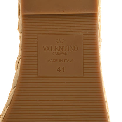 Valentino Garavani Pebbled Calfskin VLogo Ankle Wrap Espadrille 45/90mm Platform Wedge Sandals 41 Saddle Brown 8 of 9