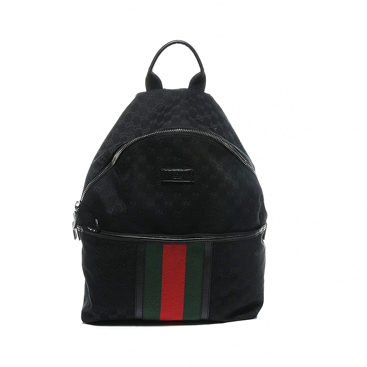 GG Monogram Web Medium Classic Backpack Black