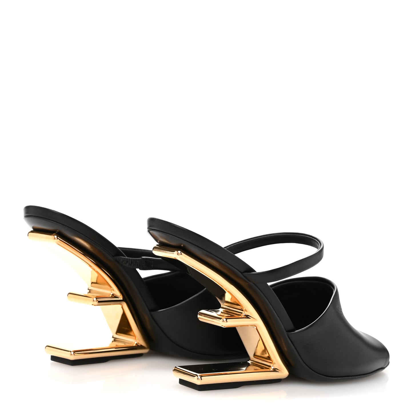 Calfskin Fendi First 95mm Slide Sandals 38 Black