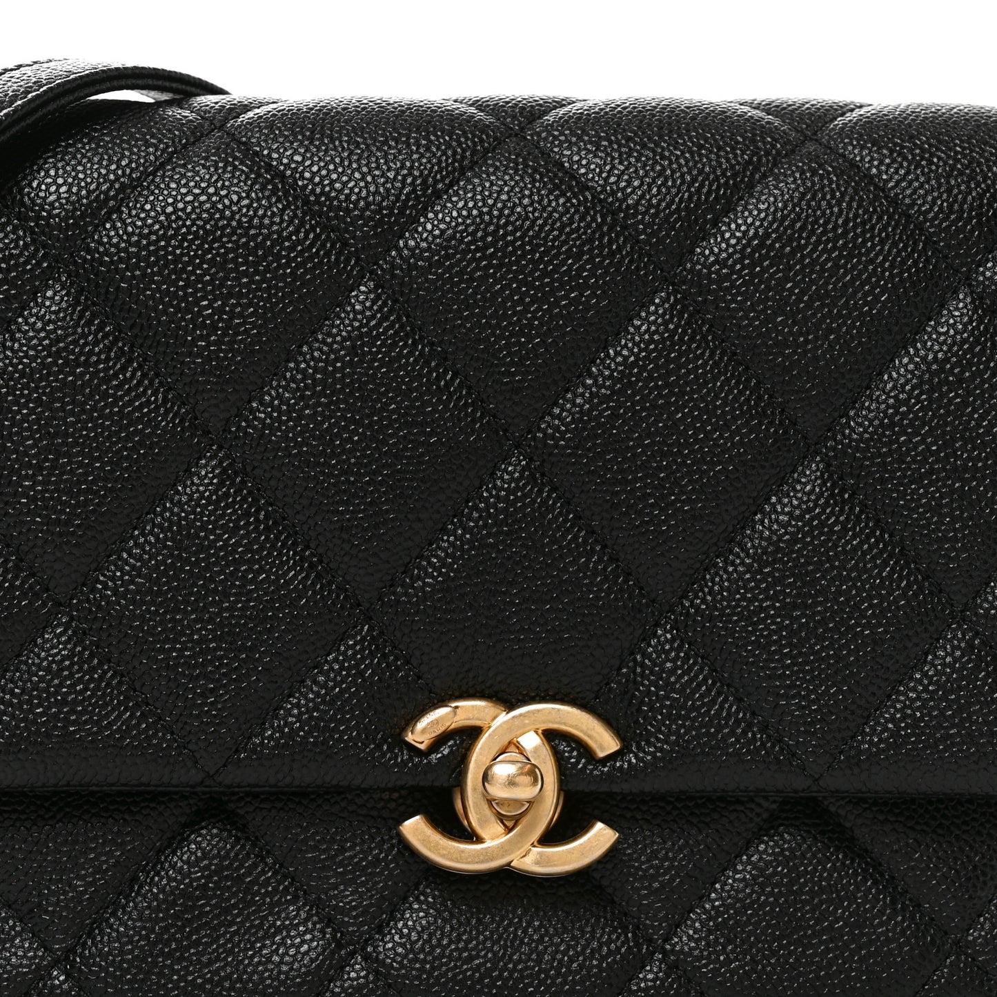Shiny Caviar Quilted Small Chain Melody Flap Black