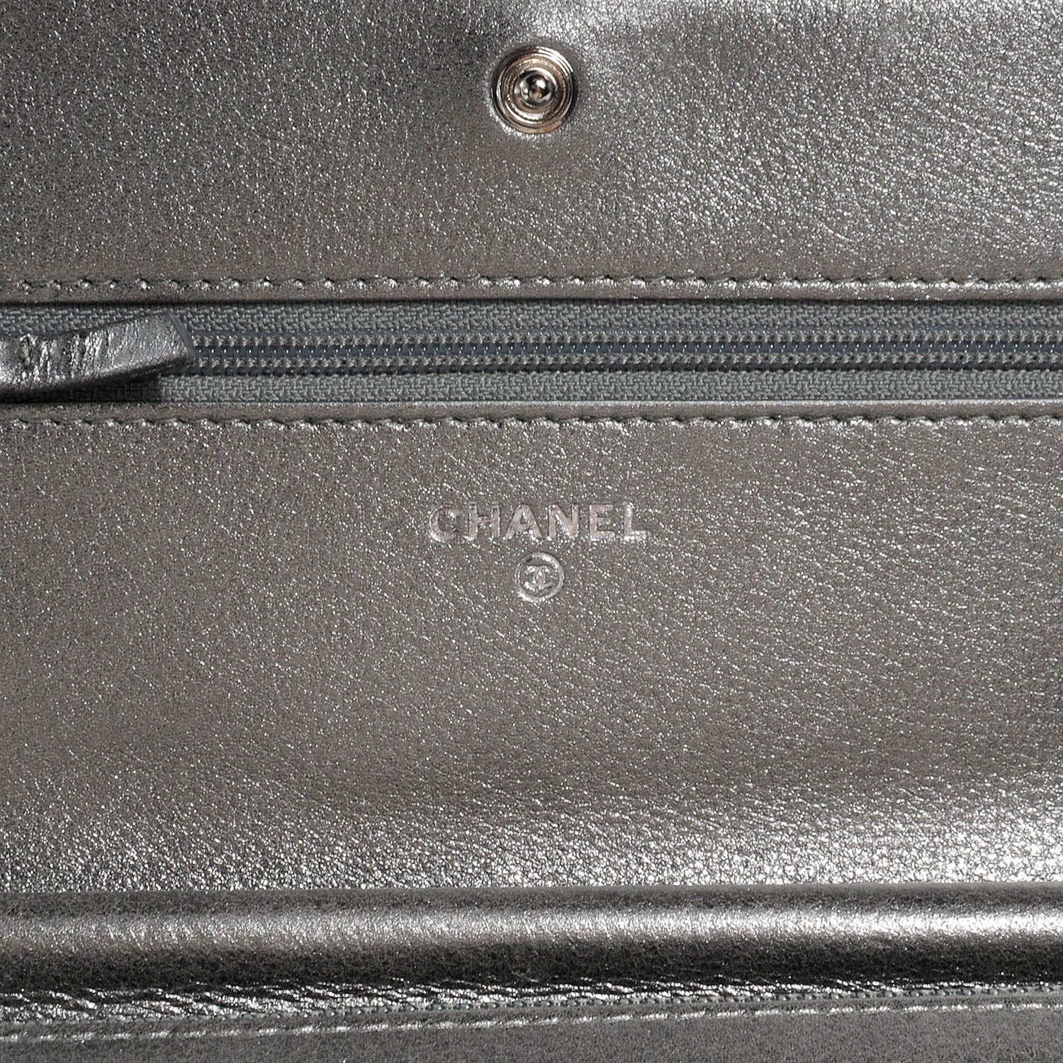 Chanel Metallic Calfskin Quilted Boy Wallet On Chain WOC Silver 7 of 8