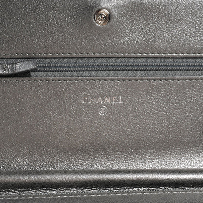 Chanel Metallic Calfskin Quilted Boy Wallet On Chain WOC Silver 7 of 8