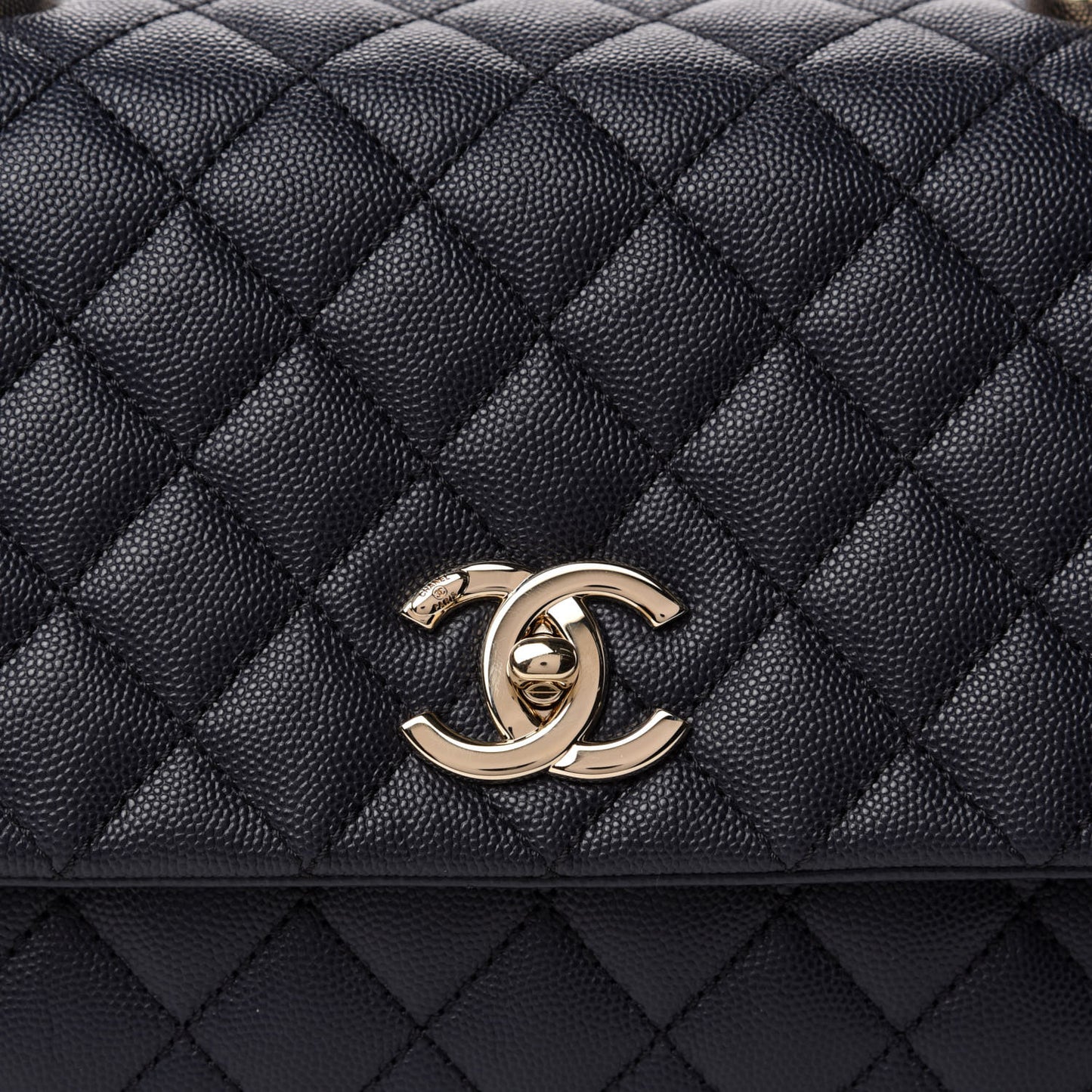 Caviar Quilted Small Coco Handle Flap Navy