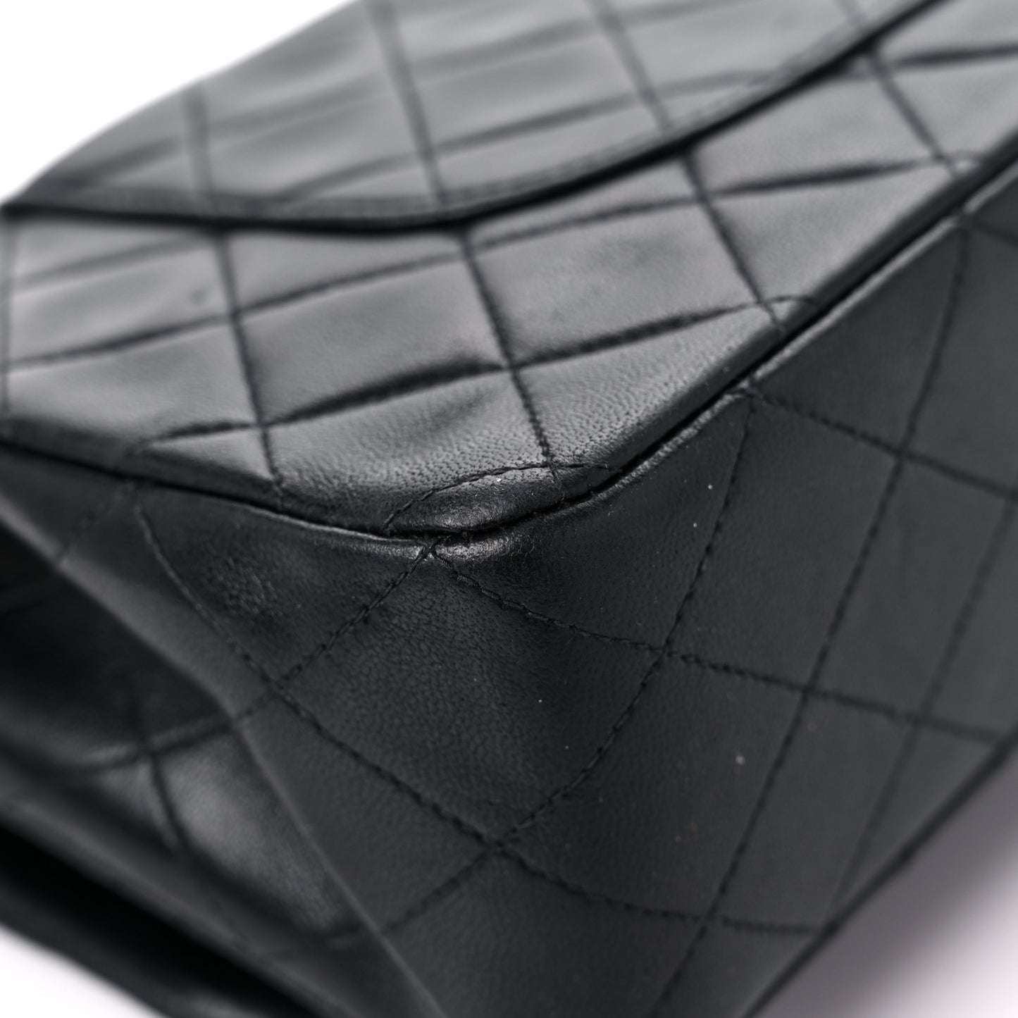 Lambskin Quilted Medium Double Flap Black