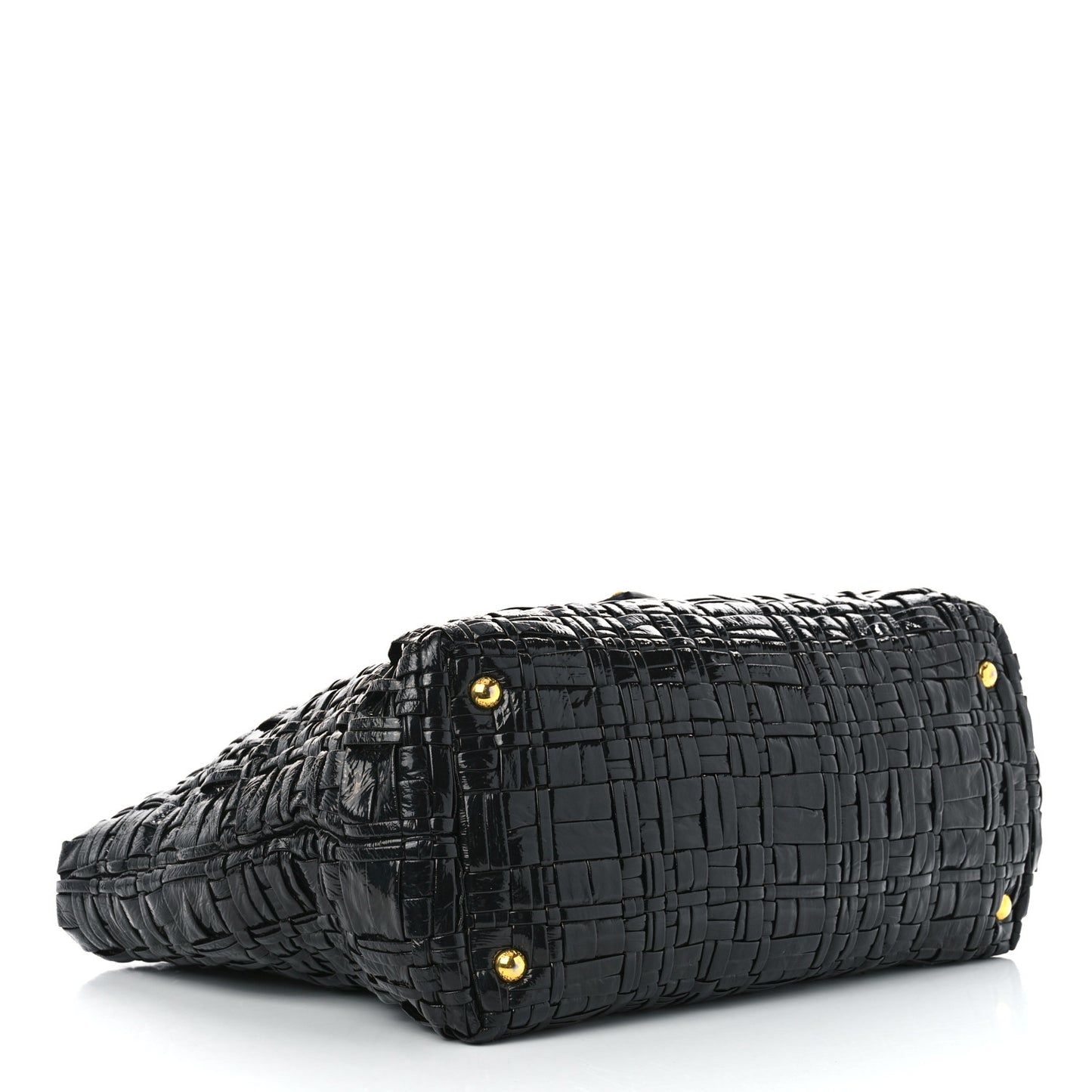 Patent Woven Tote Black
