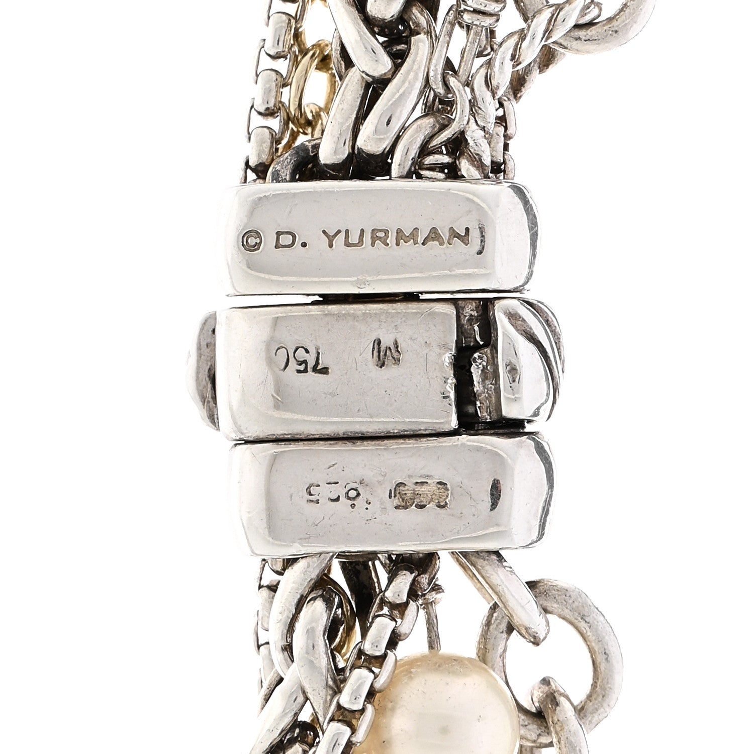 David Yurman Sterling Silver 18K Yellow Gold Pearl Multi Chain Necklace 5 of 5