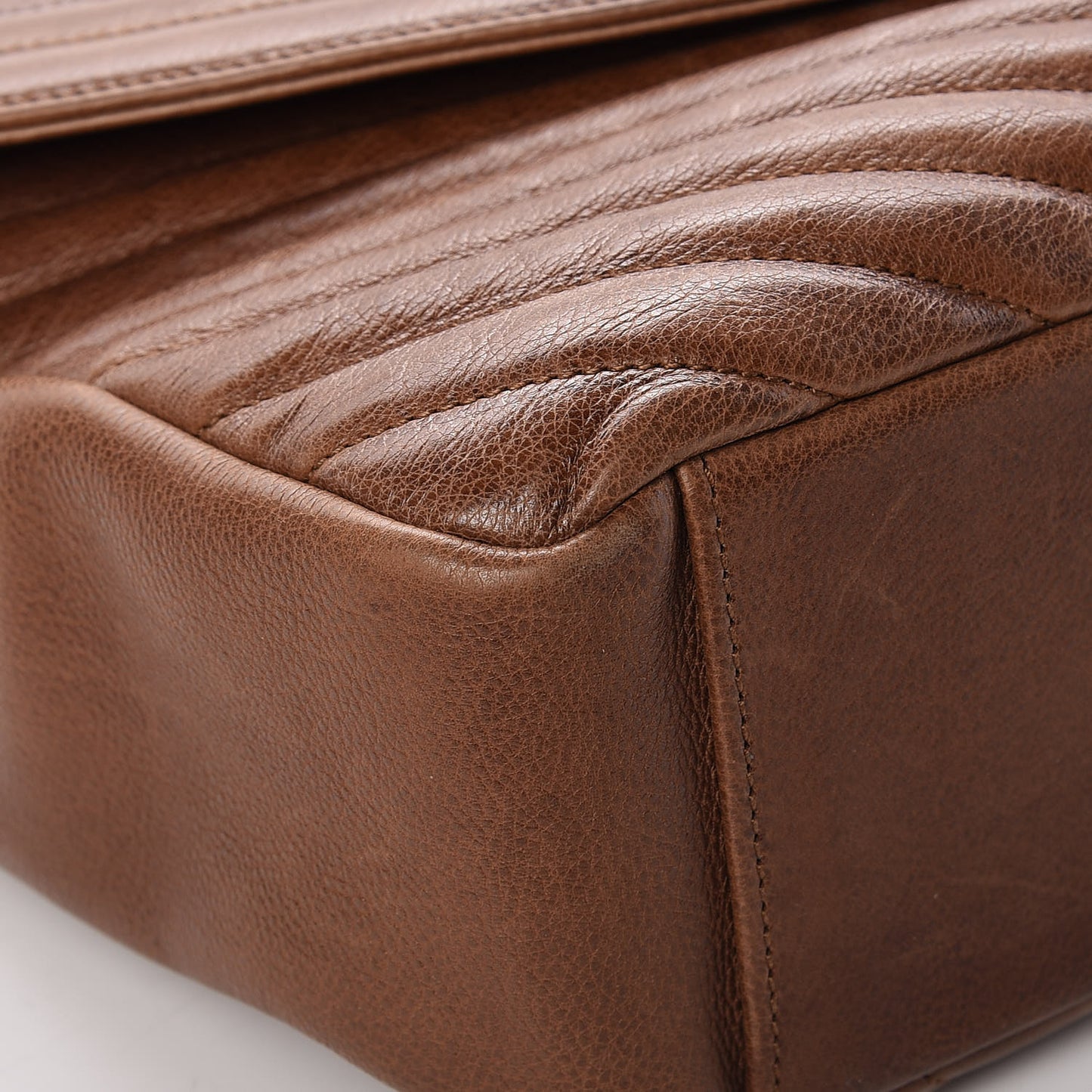 Calfskin Matelasse Chevron Monogram Large College Bag Cognac