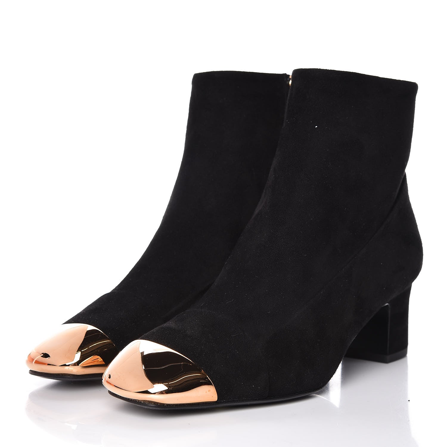 Hermes Velvet Goatskin Permabrass Cap Toe Lindsay Ankle Boots 35 Black 3 of 10