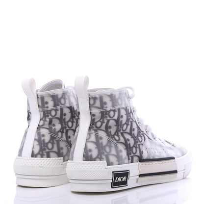 Christian Dior Technical Canvas Oblique Mens B23 High Top Sneakers 39 White Black 4 of 8