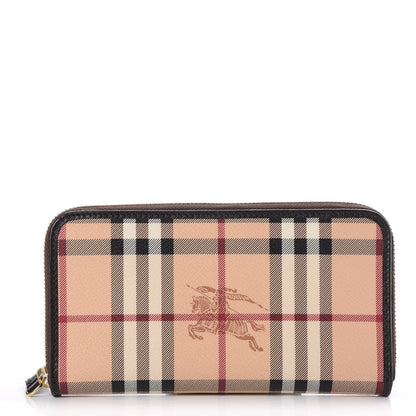 Burberry Haymarket Check Large Ziggy Zip Around Wallet Chocolate 1 of 8