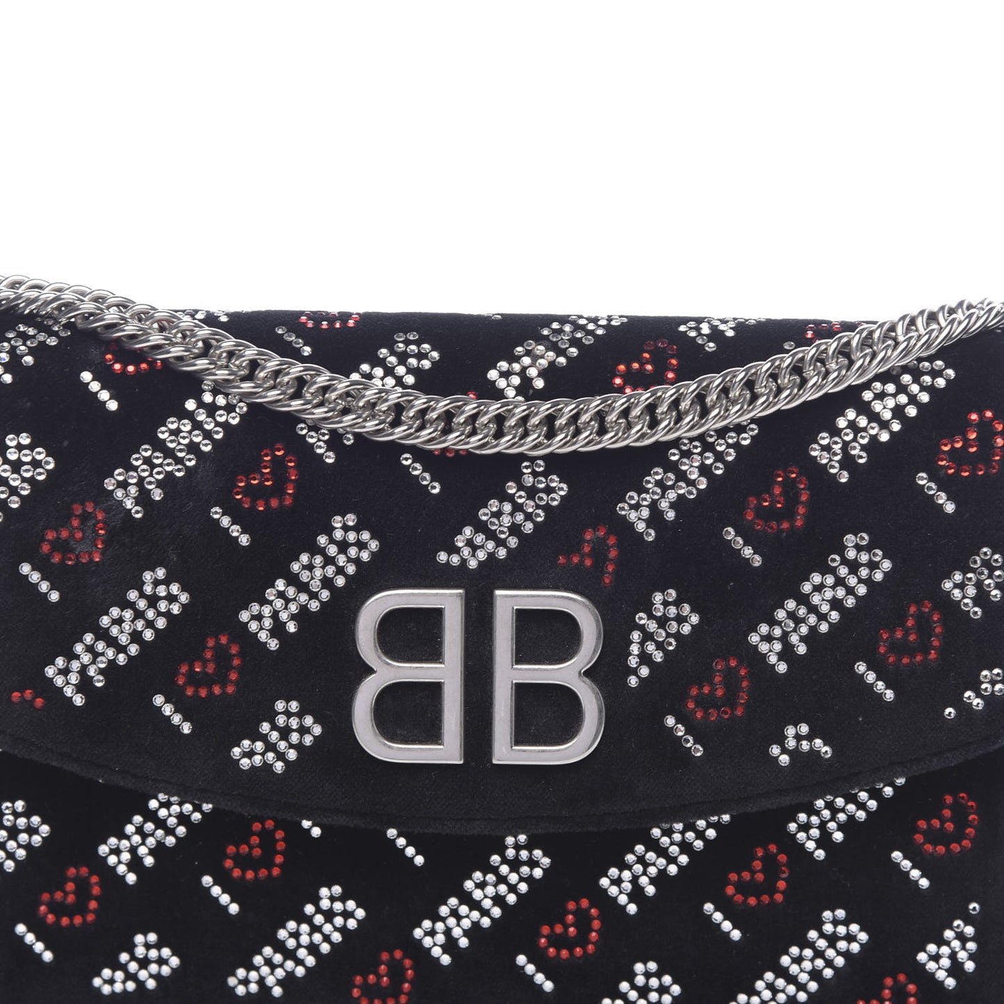 Velvet Crystal I Love Paris BB Wallet On Chain Black