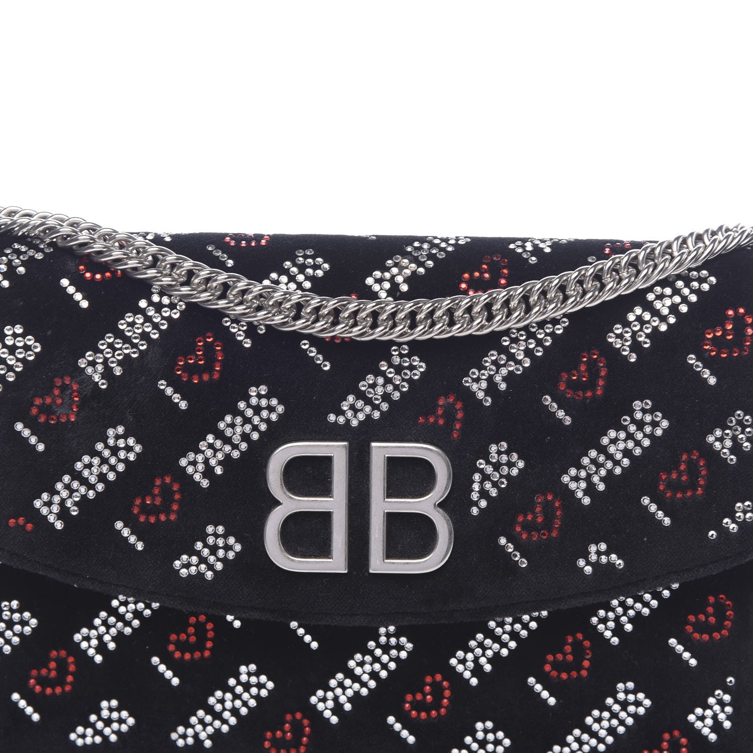 Balenciaga Velvet Crystal I Love Paris BB Wallet On Chain Black 14 of 16