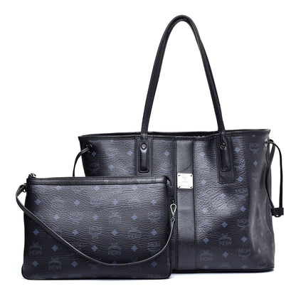 MCM Visetos Medium Liz Reversible Shopper Tote Black 1 of 16