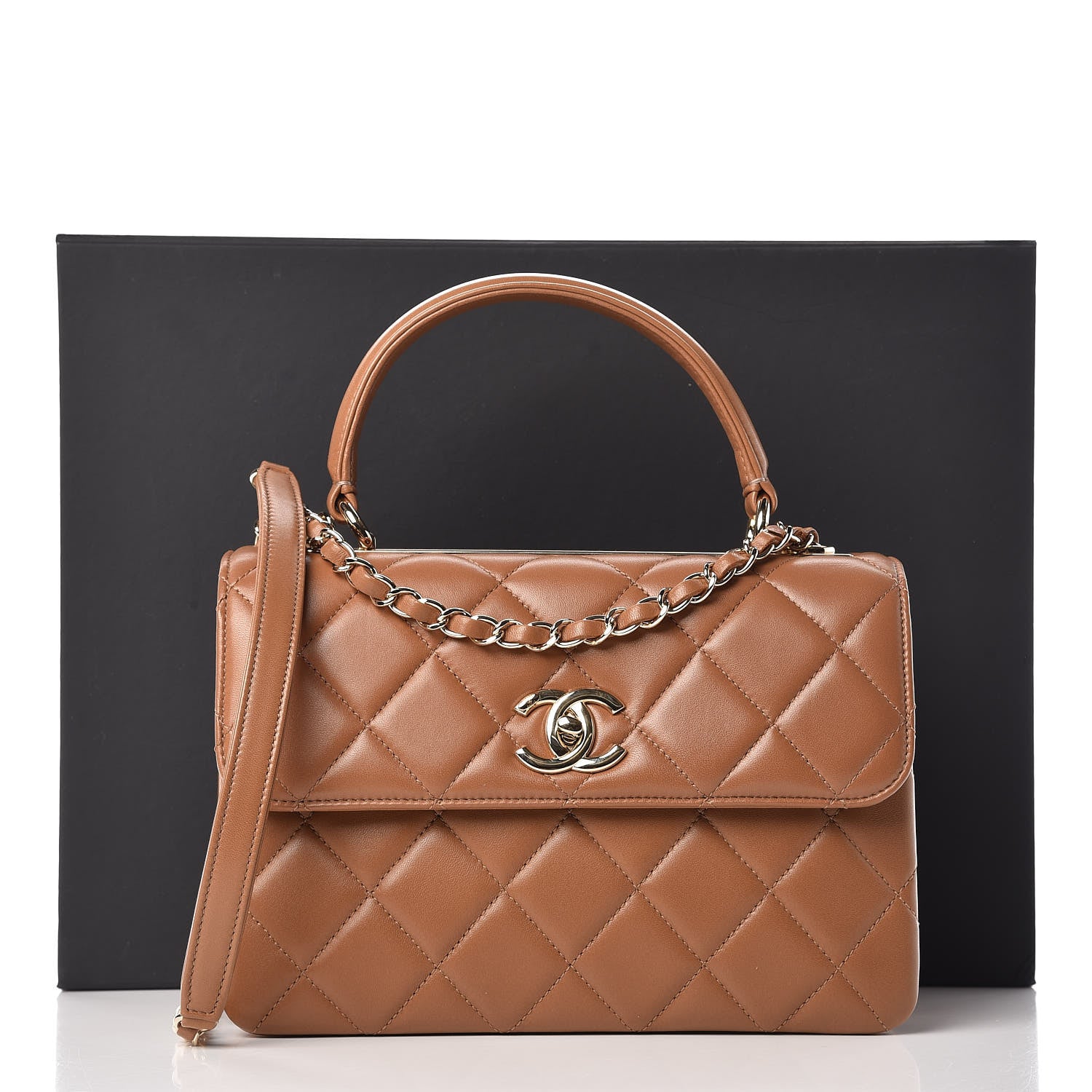 Chanel Lambskin Quilted Small Trendy CC Flap Dual Handle Bag Camel 9 of 9