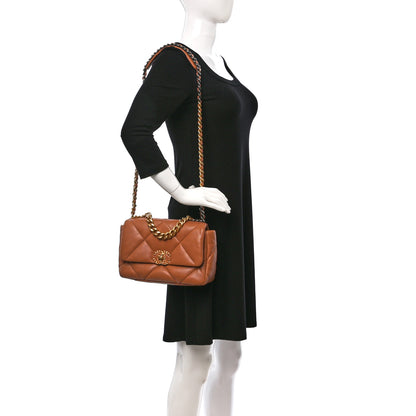 Chanel Lambskin Quilted Medium Chanel 19 Flap Light Brown 2 of 9