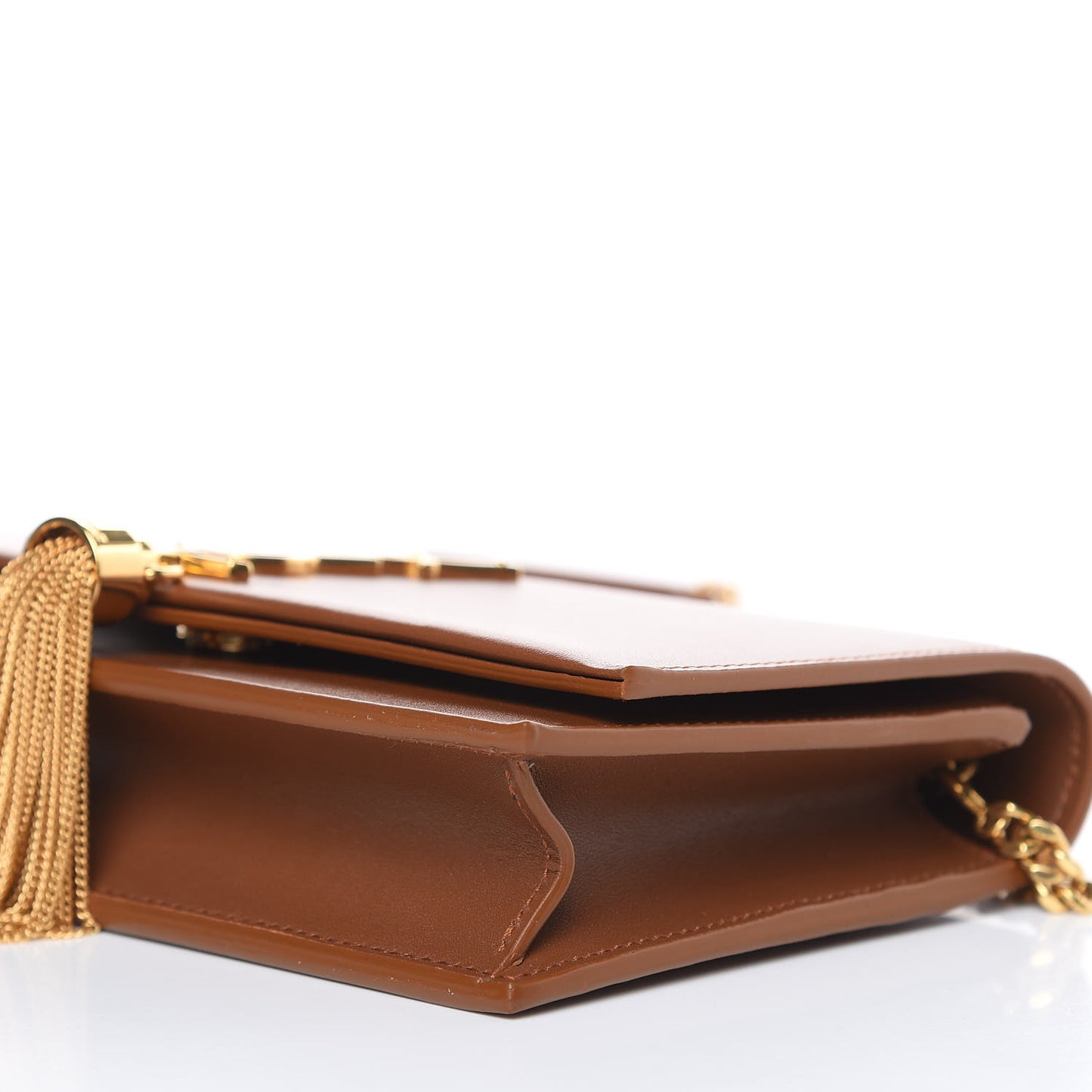 Smooth Calfskin Classic Monogram Kate Tassel Chain Wallet Brown