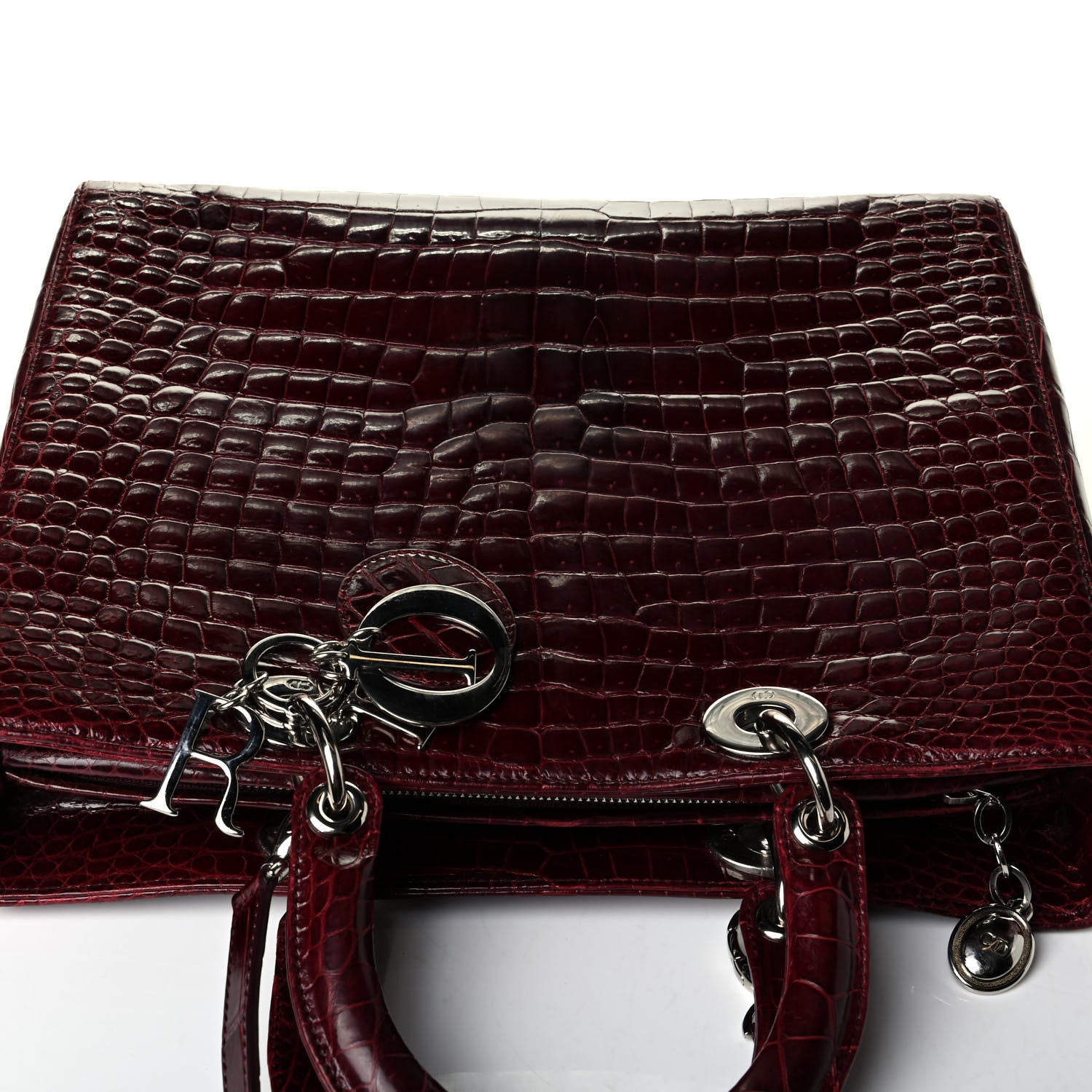 Christian Dior Crocodile Large Lady Dior Dark Red 7 of 7