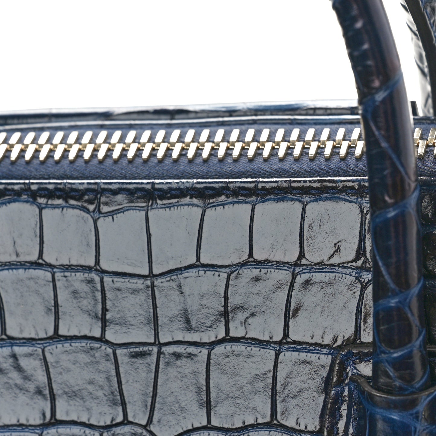 Calfskin Crocodile Embossed Small Antigona Deep Blue