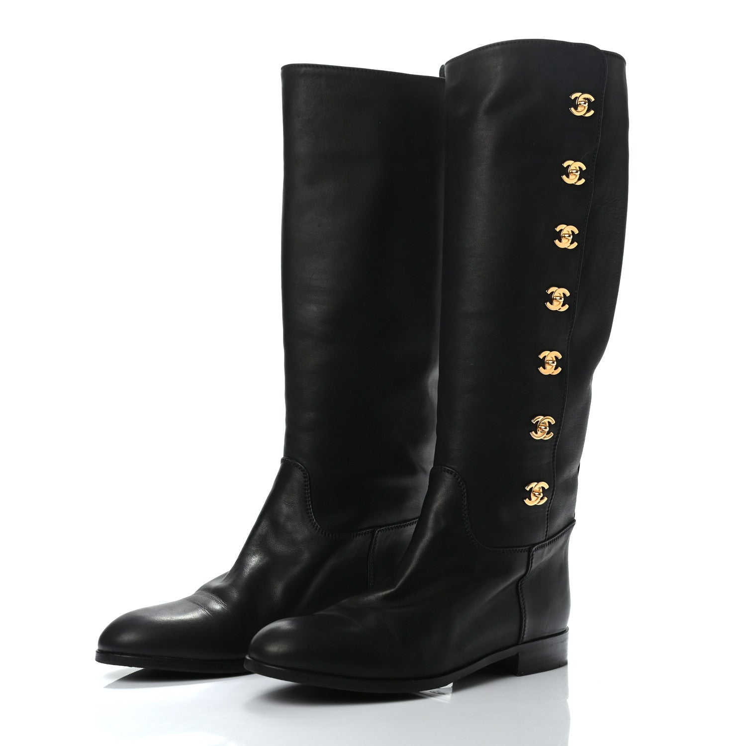 Chanel CC Turnlock High Boots 38 Black 3 of 6