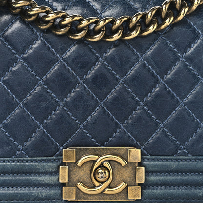 Chanel Aged Calfskin Quilted Medium Boy Flap Blue 7 of 11