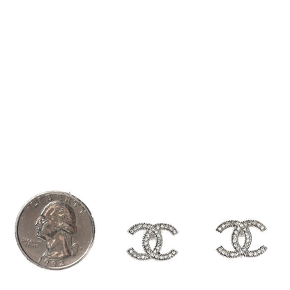 Chanel Crystal CC Earrings Silver 2 of 5