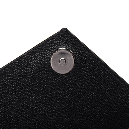 Saint Laurent Grain De Poudre Textured Mixed Matelasse Triquilt Medium Monogram Satchel Black 10 of 16