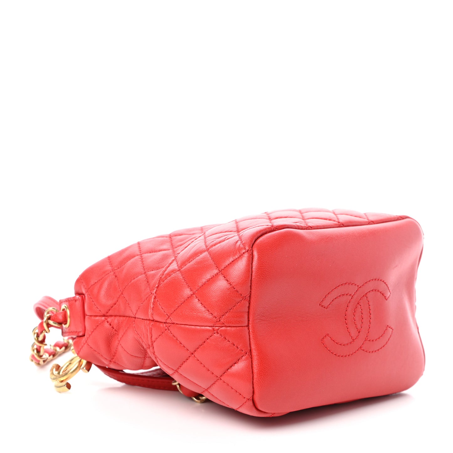 Lambskin Quilted Small Hobo Red