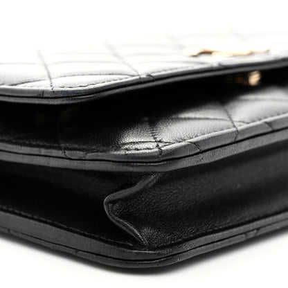 Chanel Lambskin Quilted Crystal CC Wallet On Chain WOC Black 10 of 11