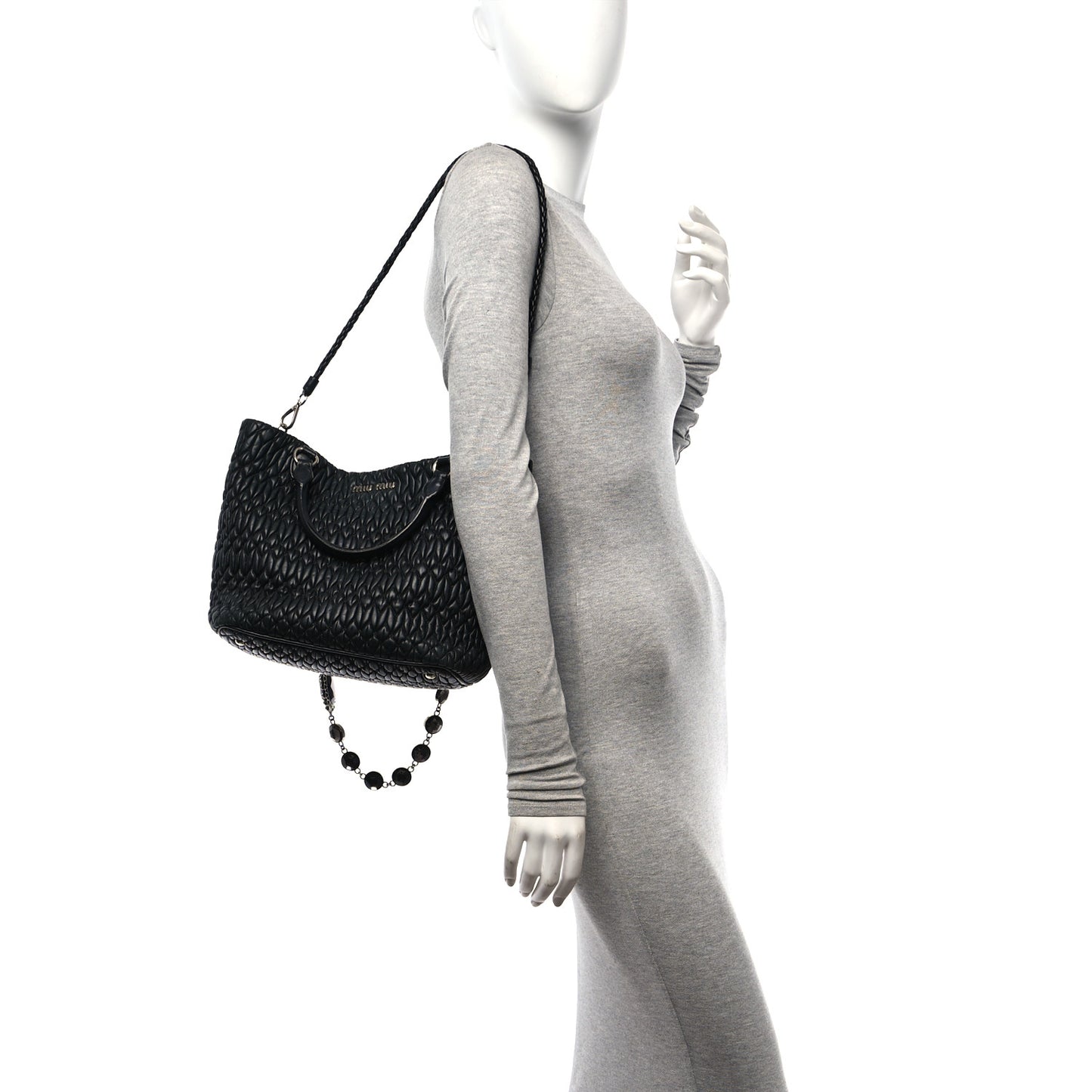 Nappa Matelasse Swarovski Crystal Tote Black