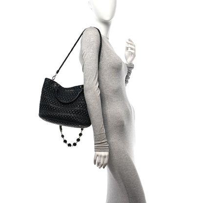 Miu Miu Nappa Matelasse Swarovski Crystal Tote Black 2 of 12