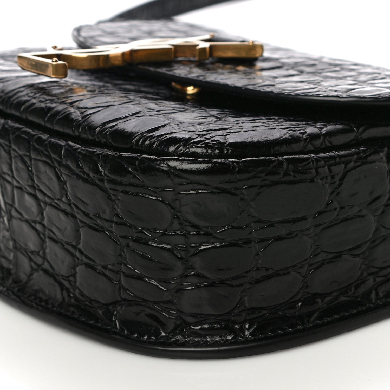Saint Laurent Crocodile Embossed Calfskin Small Kaia Satchel Black 11 of 11
