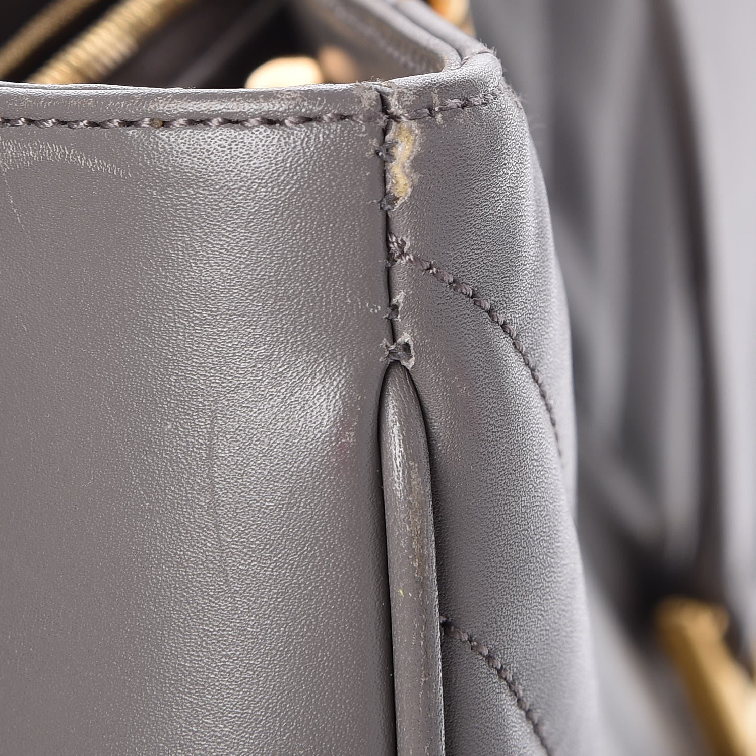 Saint Laurent Smooth Calfskin Matelasse Chevron Large Monogram Shopping Bag Grey 9 of 15