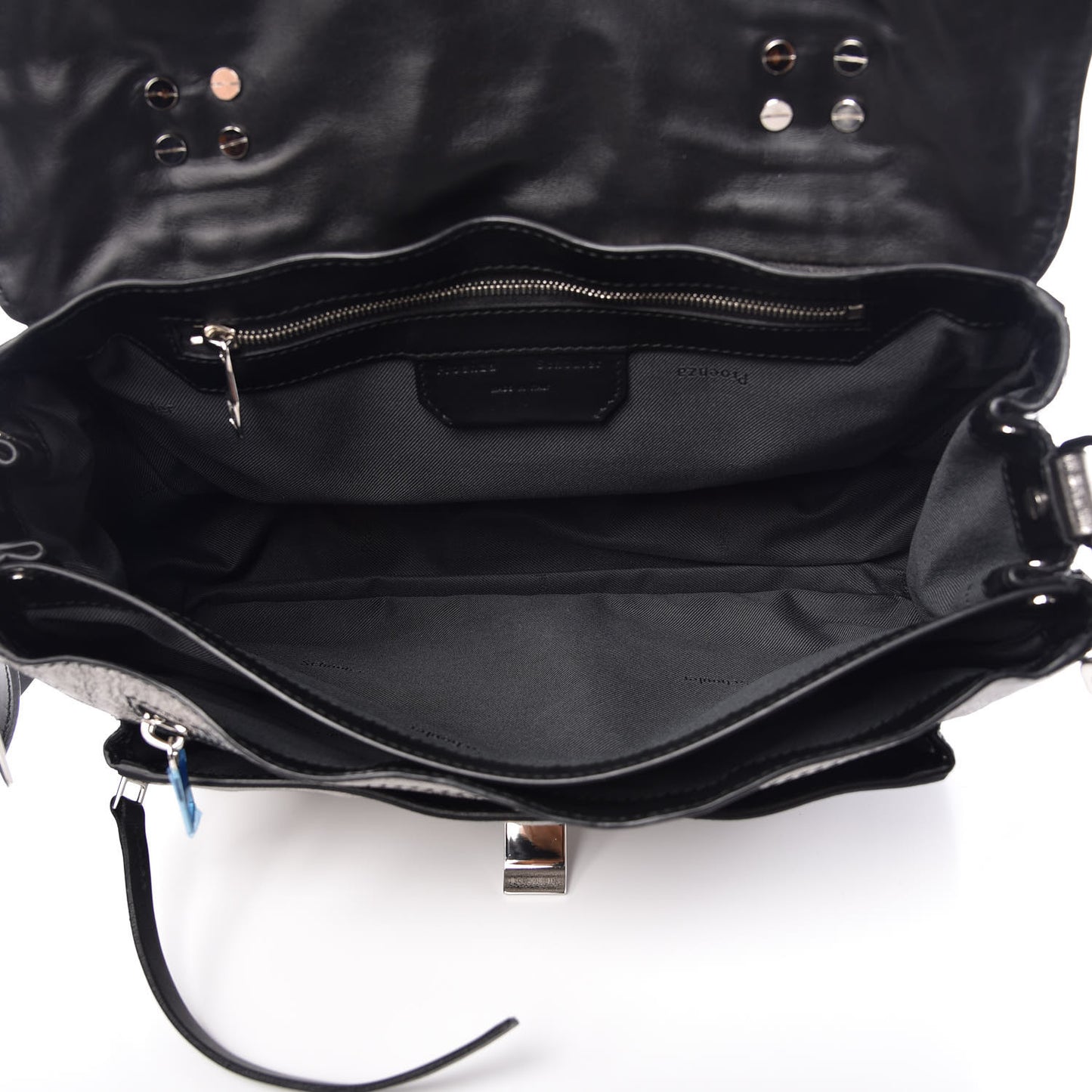 Metallic Paper Lambskin Medium PS1 Plus Zip Satchel Dark Silver
