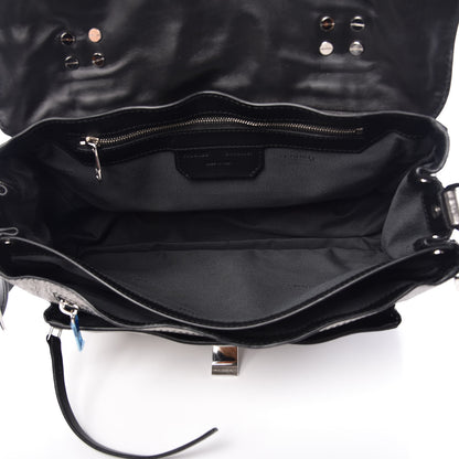 Proenza Schouler Metallic Paper Lambskin Medium PS1 Plus Zip Satchel Dark Silver 5 of 9