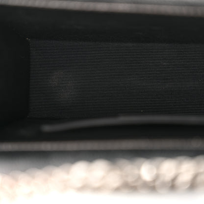 Saint Laurent Metallic Grain De Poudre Matelasse Chevron Small Monogram Satchel Silver 6 of 14