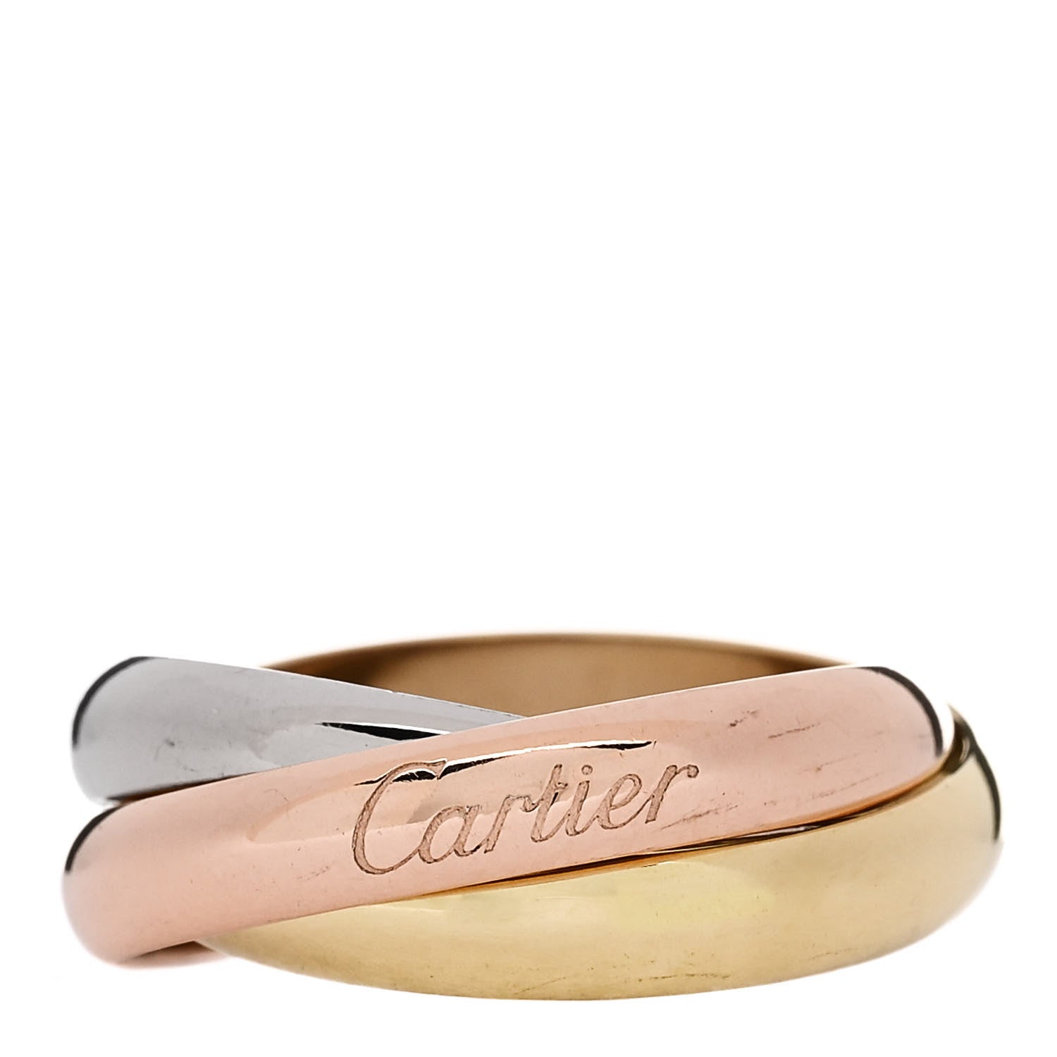 Cartier 18K Pink Yellow White Gold Classic Trinity Ring 55 7.25 1 of 5