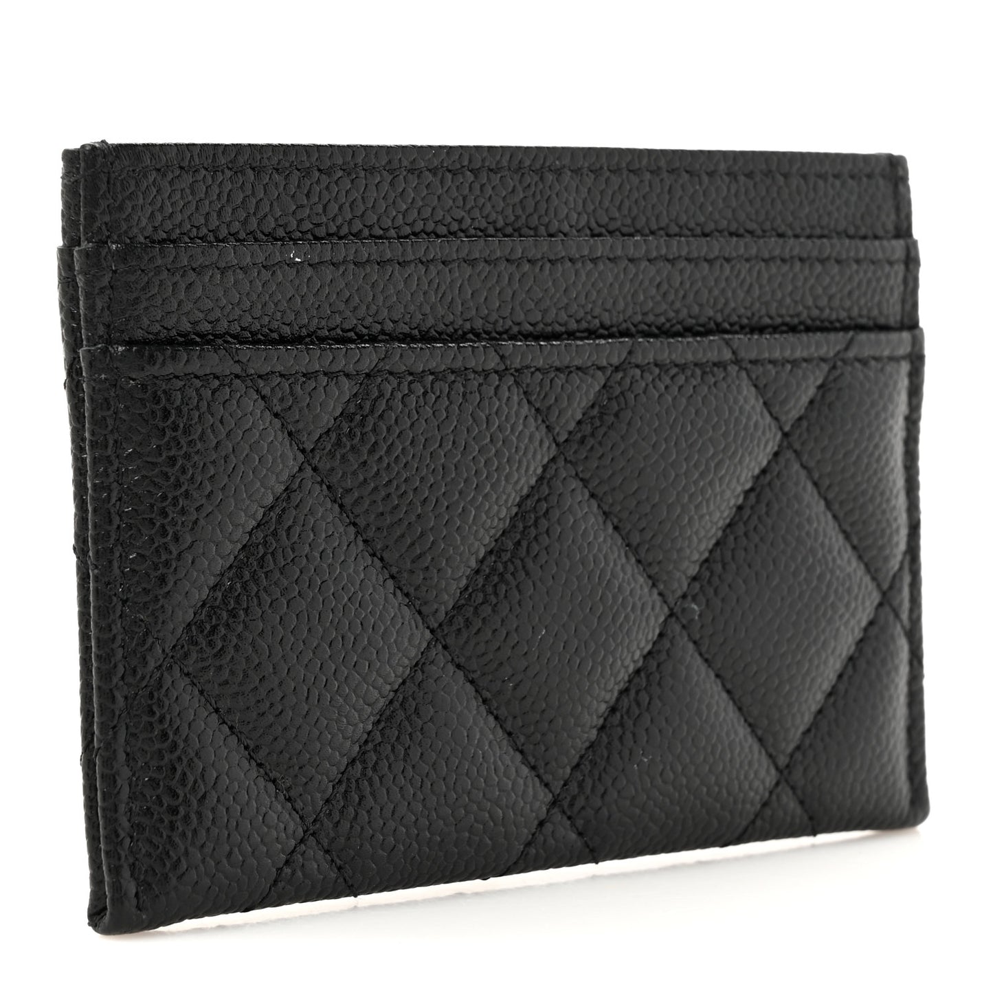 Caviar Quilted Multi Chain CC Card Holder Black
